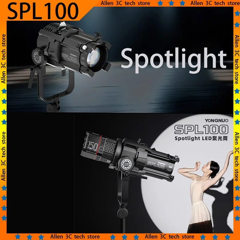 Original YONGNUO SPL100 Spotlight Focusing LED Spotlight Aluminum Alloy Fill Light For Ynlux100 /Ynlux100pro /Yn150