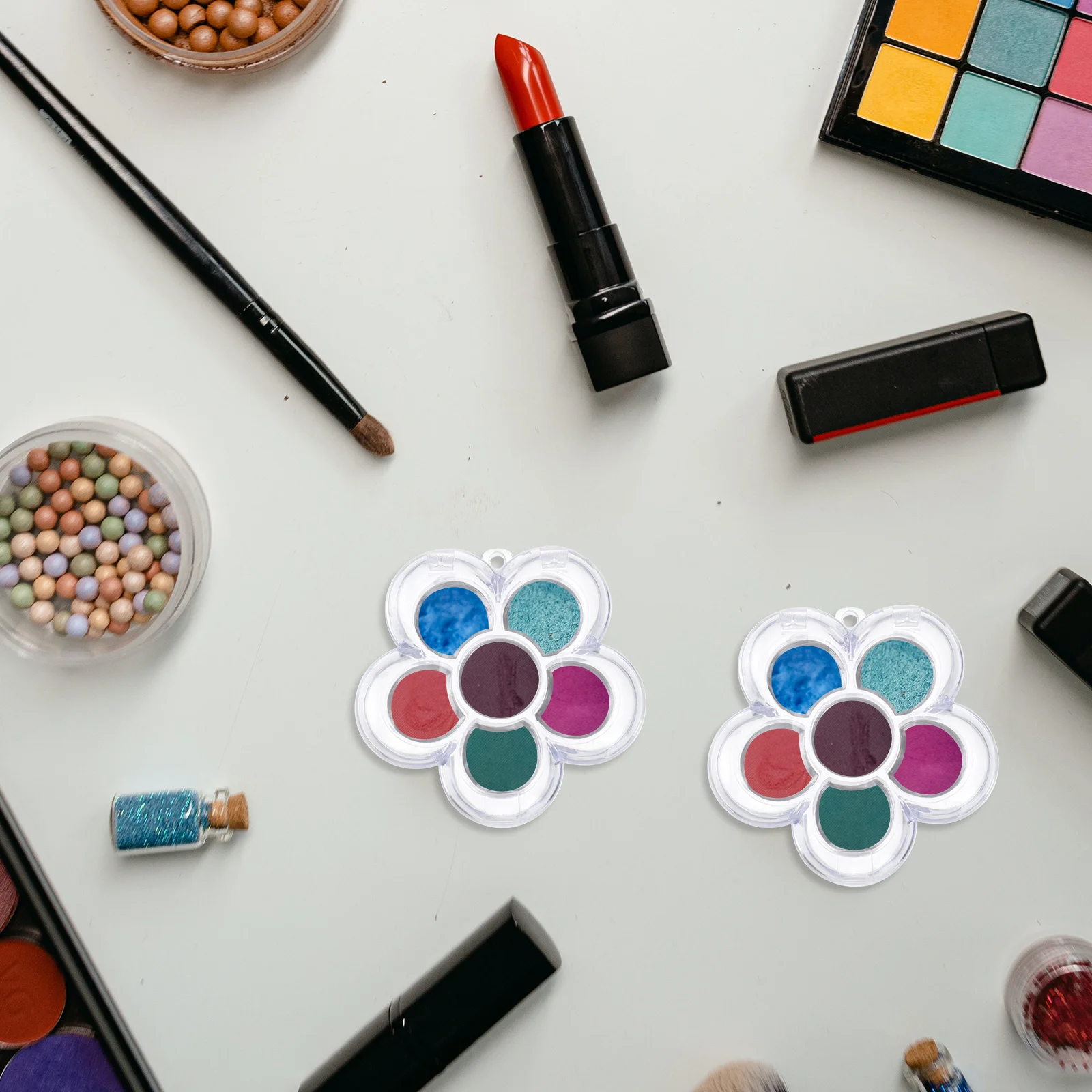 

8pcs 6-Grid Plum Blossom Shape Sub Box Transparent Travel Makeup Container For Eyeshadow Lipstick Concealer Refillable Blusher