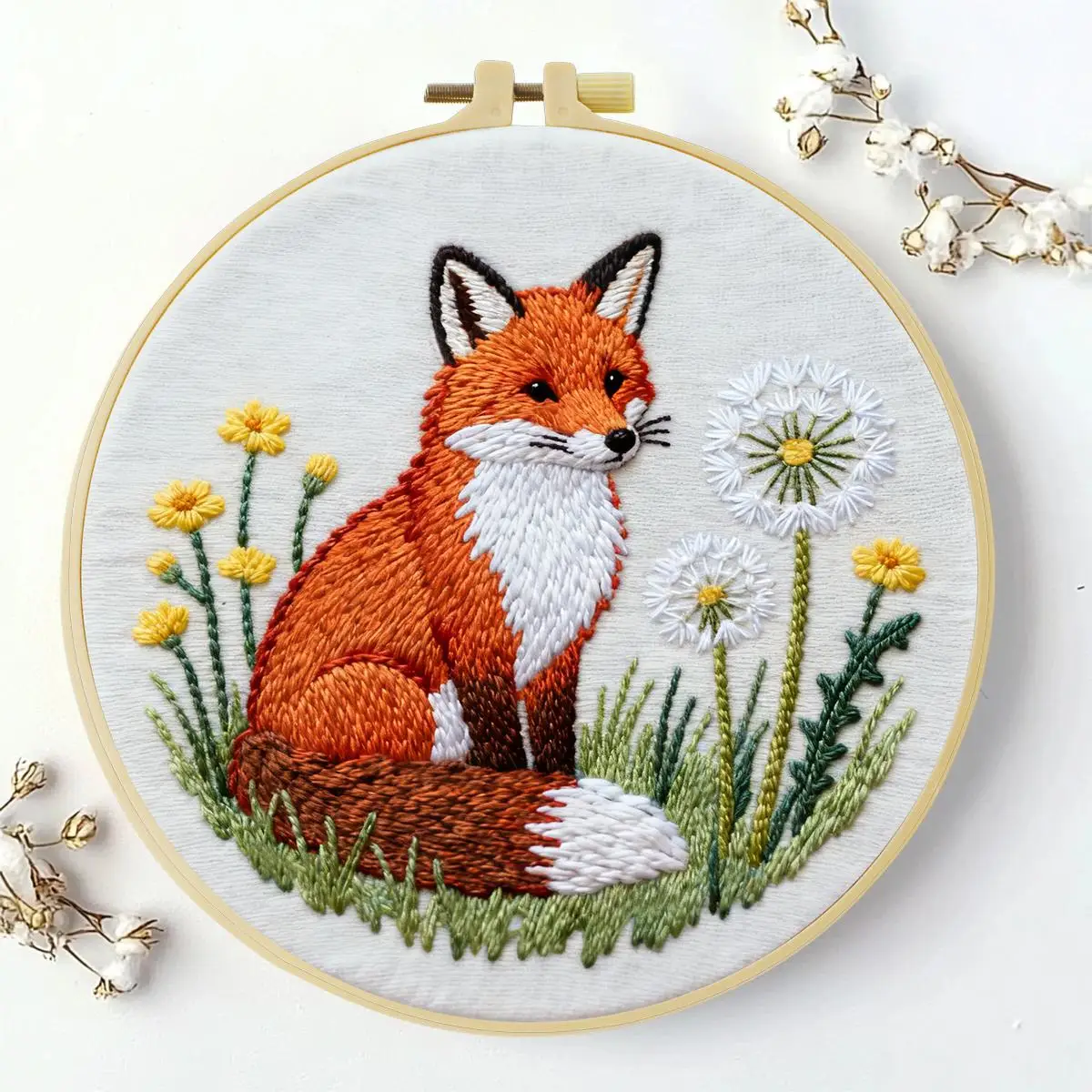 1 Stück 20X20CM/15X15CM 7,87/6,3 Zoll Tier - Fuchs Stickerei Starter-Kit DIY-Kit DIY-Stickerei-Set Handarbeiten Malerei – Detail 3