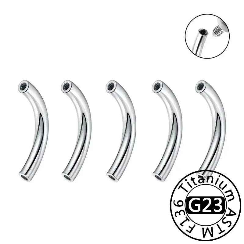 10pcs Titanium Internal Thread Brow Tragus Lip Ring Body Piercing Accessories G23 Curved Barbell Kit for Nose Ear Lip
