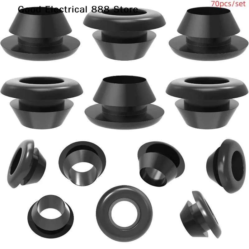 【G】70Pcs Rubber Grommet Assortment Kit Wire Protector Cable Anti Friction Wiring Hole Plug Wiring Blanking Grommet