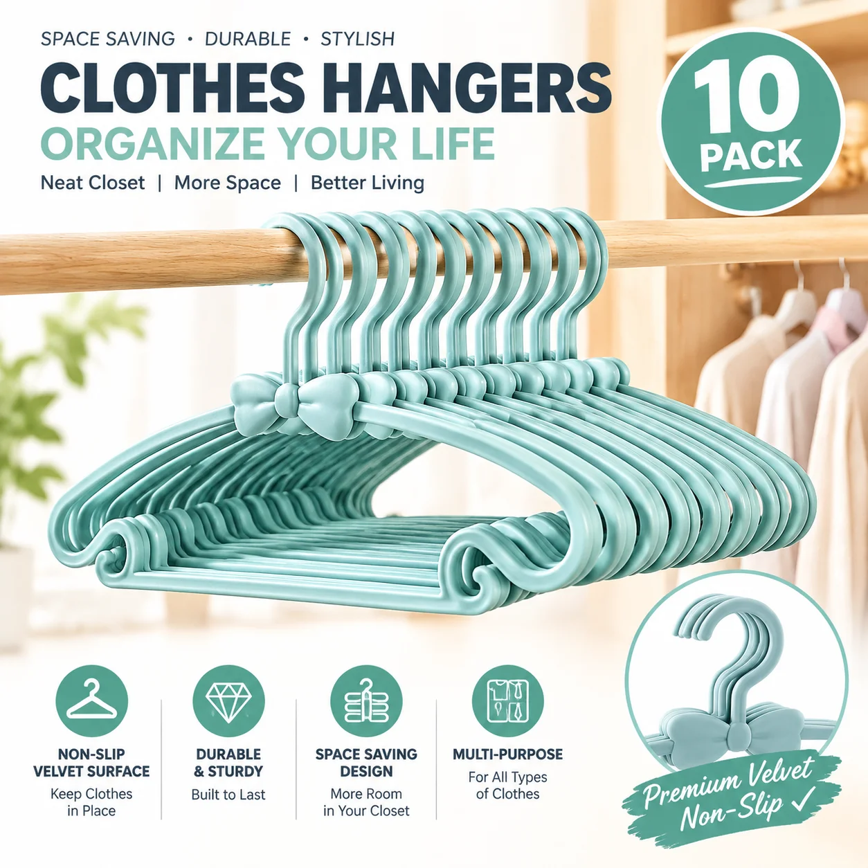 Baby Clothing Hanging Rack - 아기 옷걸이, 유아용 옷걸이, 접이식, 미끄럼