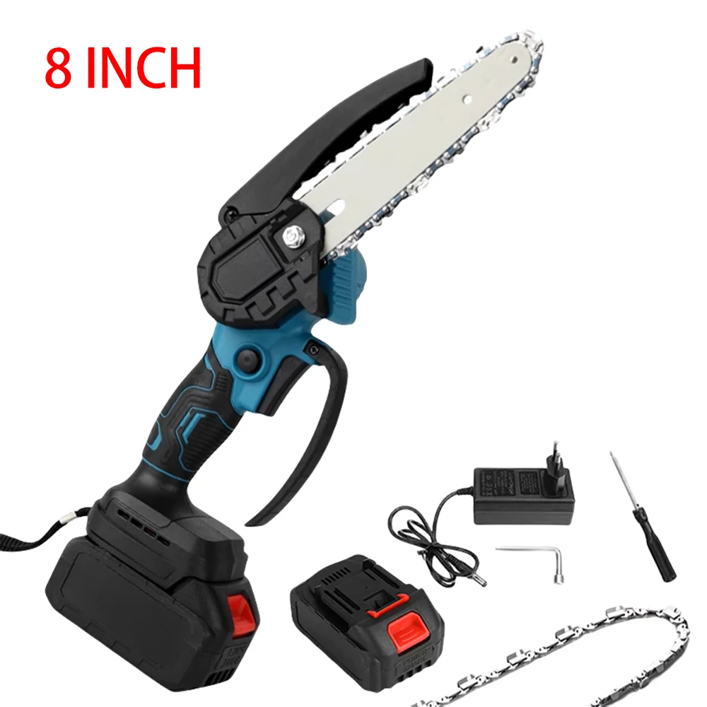 8 Inch Electric Chain Saw Handheld Portable Chainsaw Tree Wood Cutter Pruning Garden Power Tool Compatible Makita 18V Battery