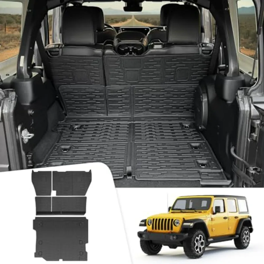 

Cargo Mats for 2018-2025 Jeep Wrangler JL Unlimited 4X4 Trunk Mat with Backrest Liner All Weather TPE Protector Rear Back Seat