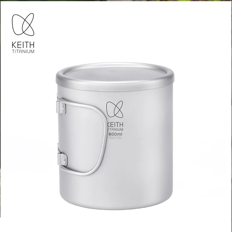 

Термоизолированная кружка Keith Pure Titanium с двойными стенками и складной ручкой, легкая портативная чашка для кемпинга, походов и путешествий