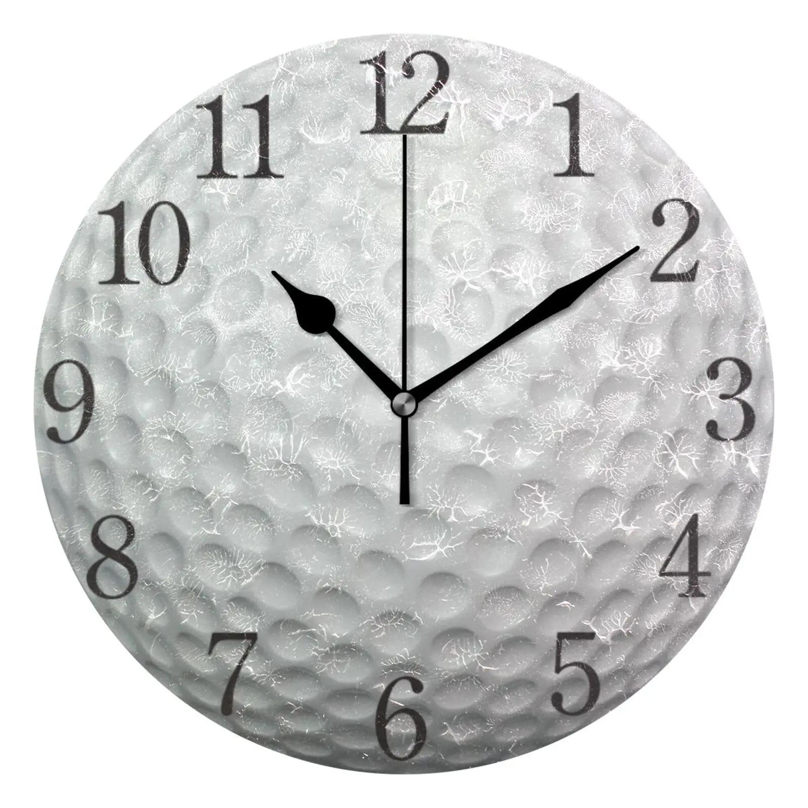 

Creative Golf Ball Painted Quiet Desk Clock Silent Non-Ticking Round Wall Clock Hanging Watch Home Art Living Room Bedroom Decor