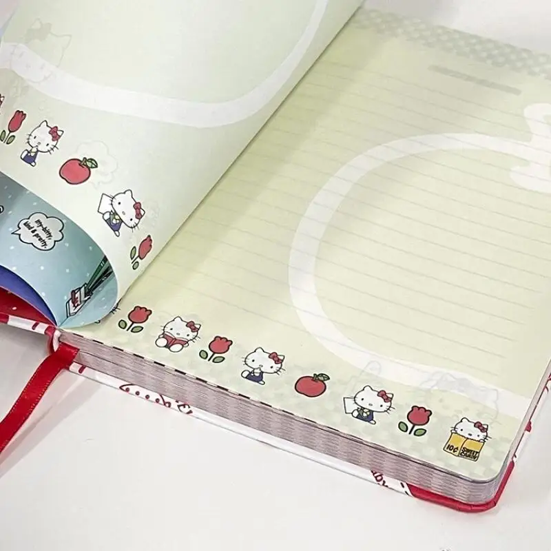Nuevo Sanrio A5 cuaderno Hello Kitty cubierta impresa portátil papelería de aprendizaje diario de dibujos animados página de Color suministros de oficina carcasa dura