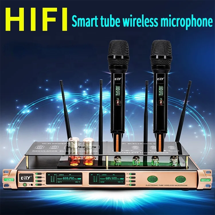 Q-09 HiFi Wireless Microphone 6 Big Tube Long Range High Quality True Diversity Wireless Microphone