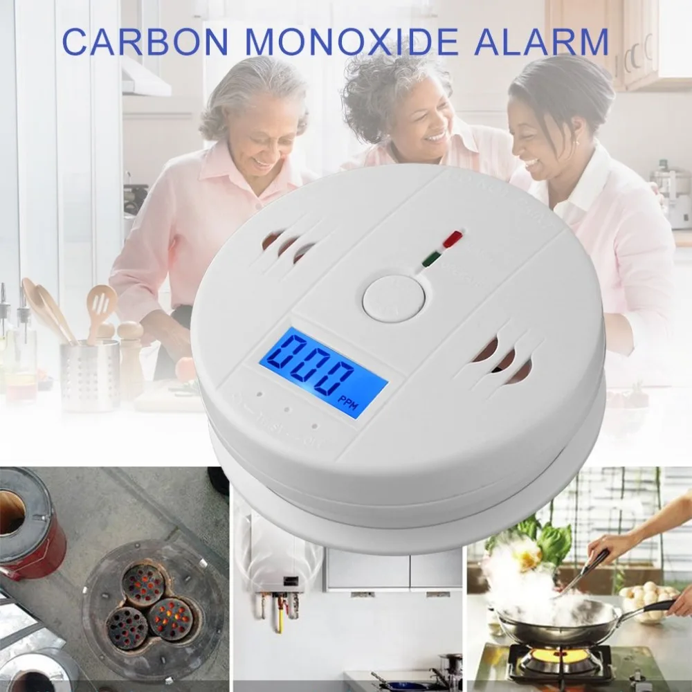 Rilevatore sensore CO2 domestico sensibile Rilevatore di allarme di avvertimento sensore di gas di fumo avvelenamento da monossido di carbonio CO wireless Indicatore LCD