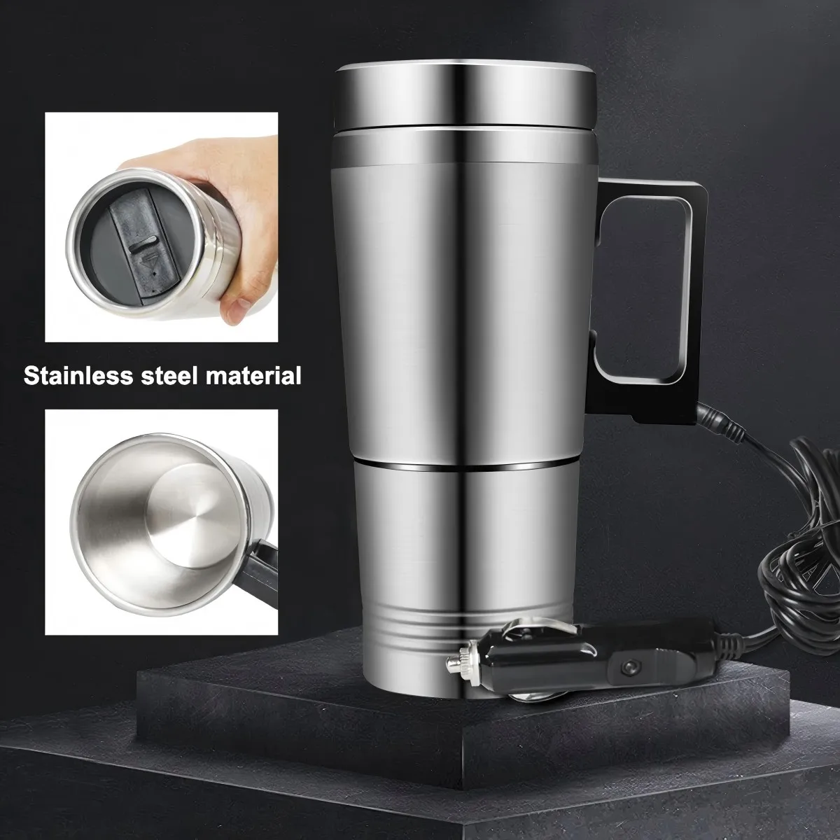 

Автомобильный чайник с электрическим подогревом, автомобильная чашка с подогревом, электрический чайник из нержавеющей стали, умный контроль температуры, сенсорный ЖК-дисплей, путешествия C