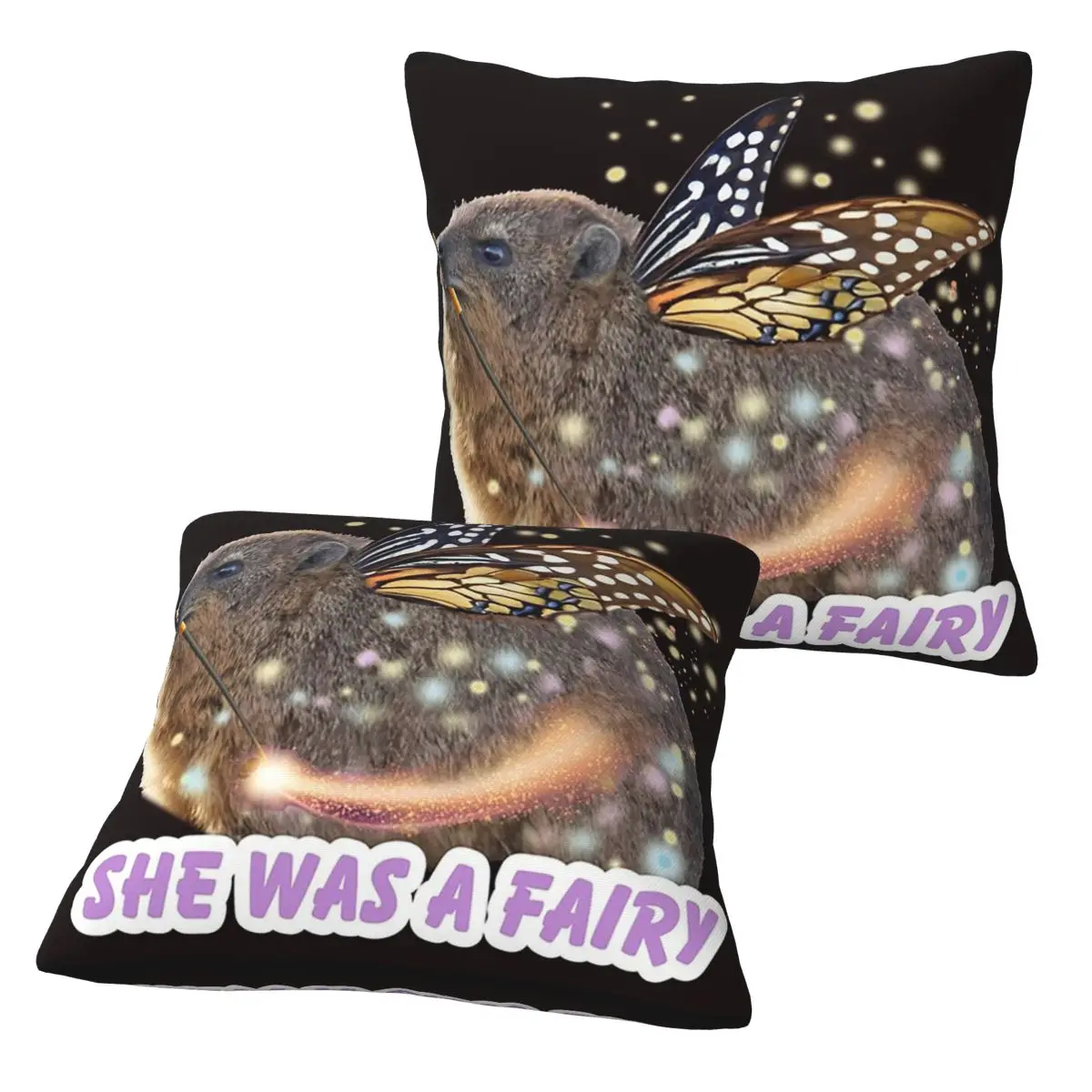 Rock Hyrax Fairy 2 pcs Square Pillowcase Pillow Cover Cushion Zip Decorative Comfort Throw Pillow for Home Bedroom