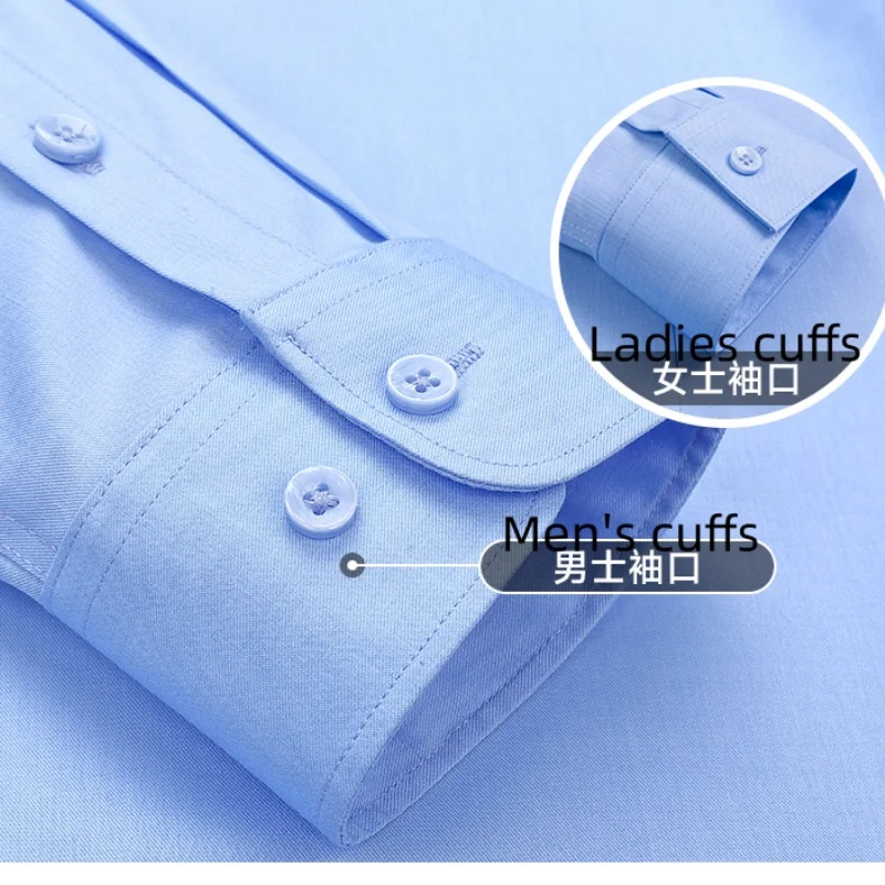

High Quality Fashion New Work White Shirt Men Long Sleeve & Women's Shirts Long Sleeve blue black Anti-wrinkle Non-Iron Blouses