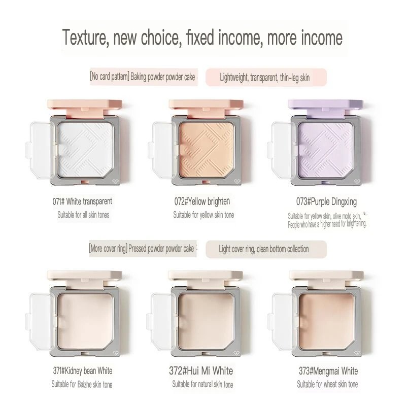 Oil-Control Setting Concealing Oily Skin Compact Powder Long-Lasting Honey Touch-Up Powder for Makeup