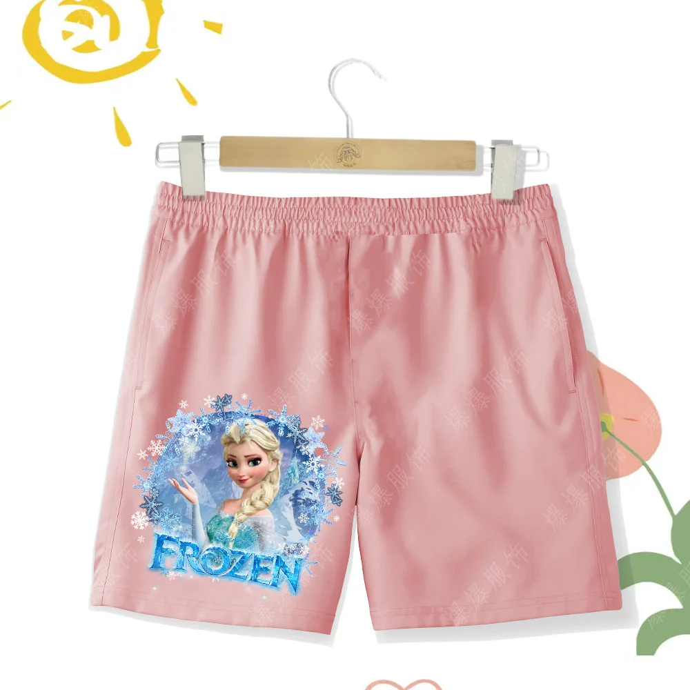 2024 Multi Color Children's High Quality Beach Pants Girl Cartoon Print Princess Di Aisha Soft Comfortable Breathable Shorts