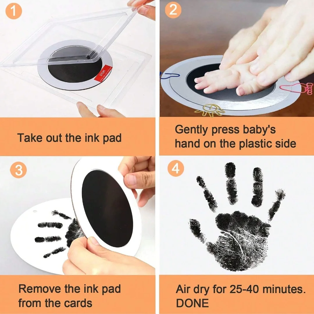 1Pack Black Pet & Baby Handprint And Footprint Inkless Touch Kit, Dog & Cat Memorial Supplies