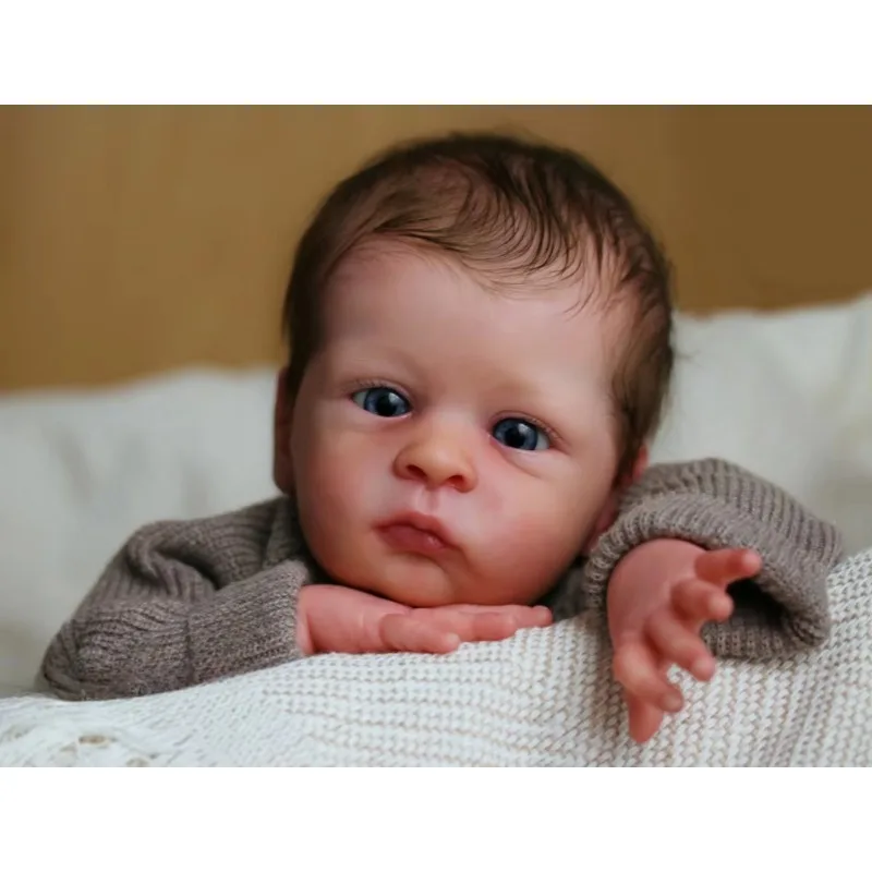21nches Reborn Doll Kit Oskar Lifelike Soft Touch Unfinished Doll Parts with Cloth Body and Eyes Muñeca Kit Bebe Reborn