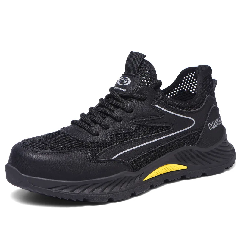 

large size men's casual steel toe caps work safety shoes summer breathable security boots worker sneakers protective footwear