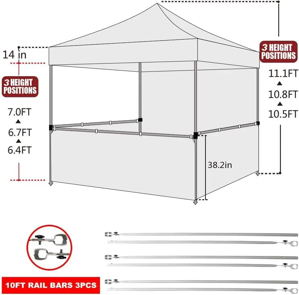 10'x10' Ez Pop-up Booth Canopy Tent Commercial Instant Canopies with 1 Full Sidewall & 3 Half Walls and Roller Bag, with