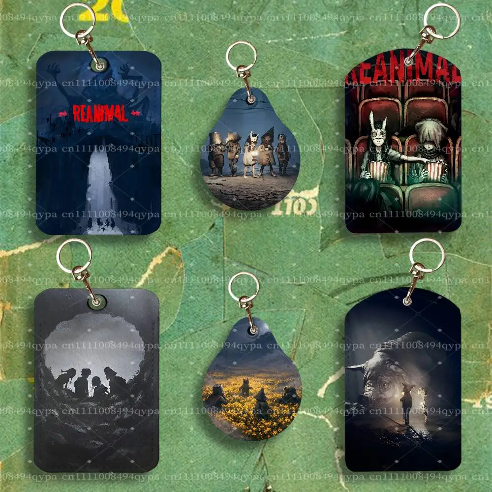 R-Reanimal Siblings Keychain Card Holder Leather Keeps ID Cash Keys Cards Ready for Work, School, Travel Daily Errands