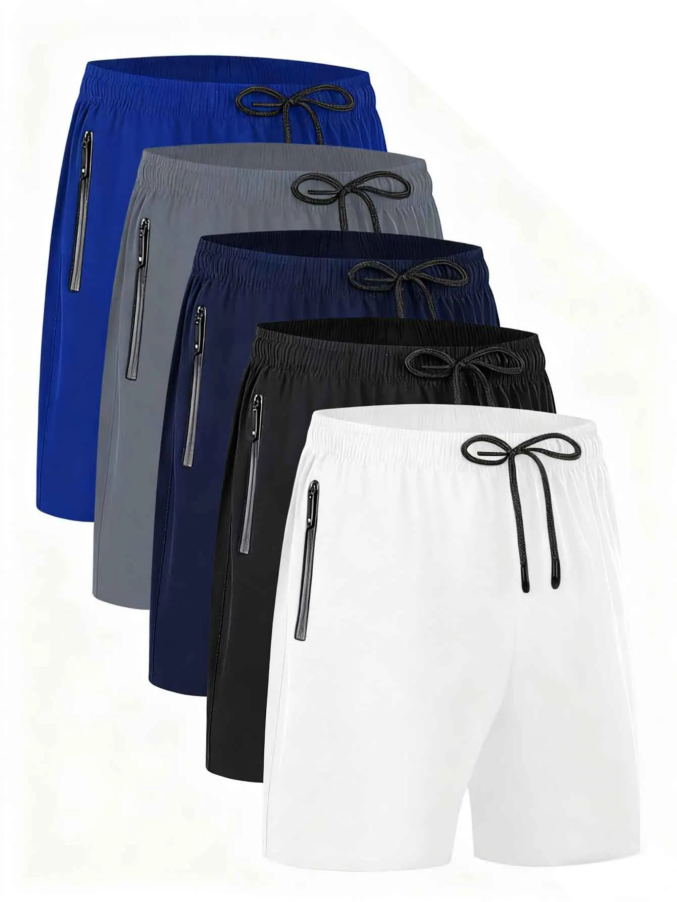 

Men's Athletic Gym Shorts with Zipper Pockets, Quick Dry Workout Running Shorts