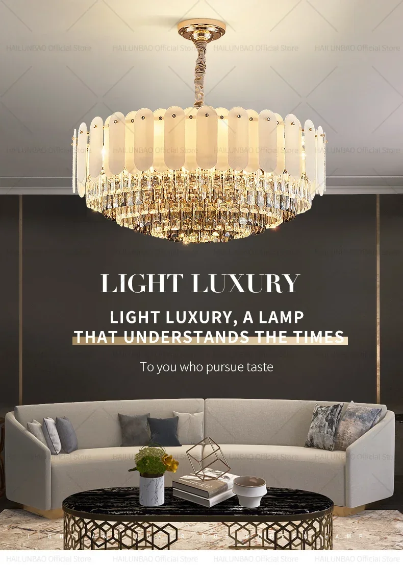 Luxurious Atmosphere Crystal Chandelier Living Room Light Bedroom Room Light Modern Hanging Lighting