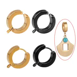10 adet paslanmaz çelik altın kaplama klip küpe sonrası Hooks ile döngü yuvarlak kulak atlama halkası ile DIY takı bileşenleri için Charm