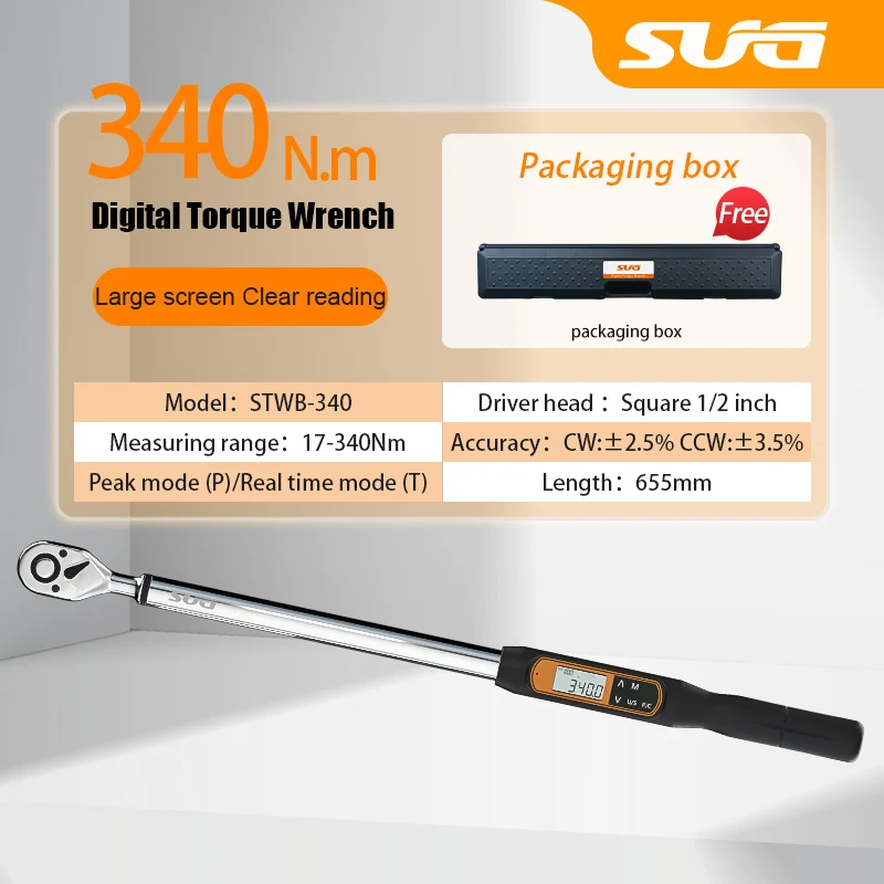 

Digital Torque Wrench 1/2 Inch 340Nm High Precision Car Repairing Tool with Buzzer & LED Notification for Auto car accessories