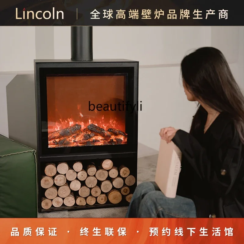 Electronic firewood fireplace simulation flame heater household villa interior decoration cabinet