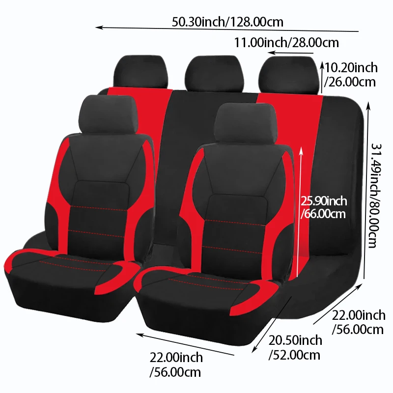 AUTO PLUS Universal Car Seat Covers Polyester Fabric Fit For Most Car Suv Trick Van Car Accessories Interior Airbag Compatible