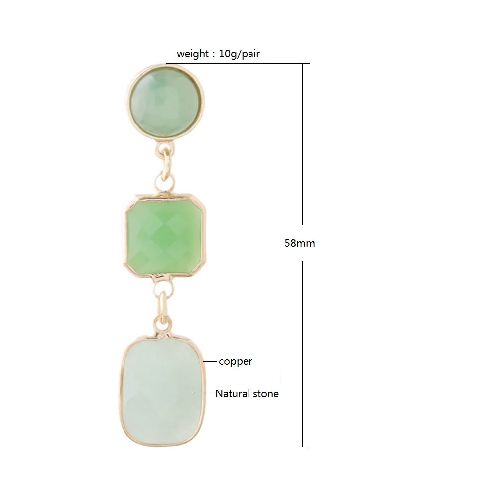 Trendy Natural Stone Freshwater Pearl Earrings For Woman Pink Crystal Stone Drop Hanging Brinco Geometry Party Charm Jewelry
