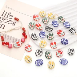 1PC Handmade Craft Tulip Tropical Fish Beads Cartoon Design Fashion Ceramic Spacer Loose Beads For Making DIY Bracelets Necklace