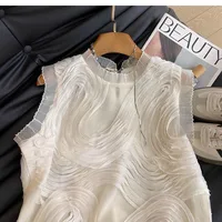 2025 Summer French Style Elegant Ruffled Sleeveless Chiffon Blouse Women Office Work Wear Casual Tops Fashion Ladies Shirt - Image 4