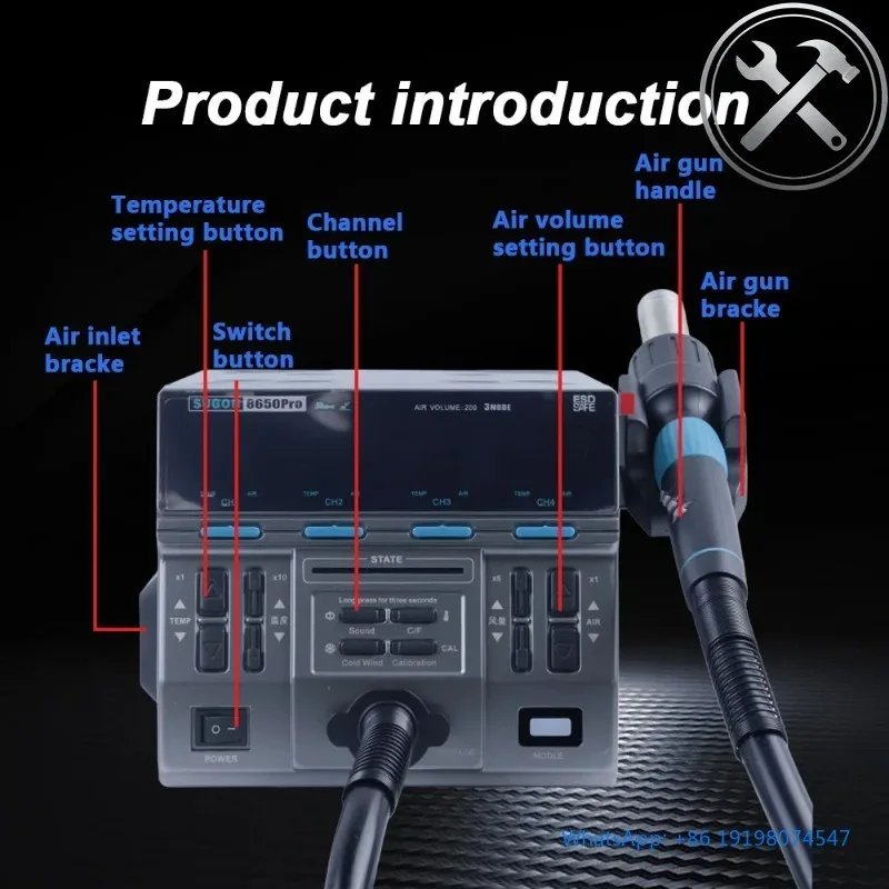 

8650Pro 1300W Hot Air Rework Station SMD Soldering Station With Curve Mode BGA Desoldering Repair Tool For Electronic PCB