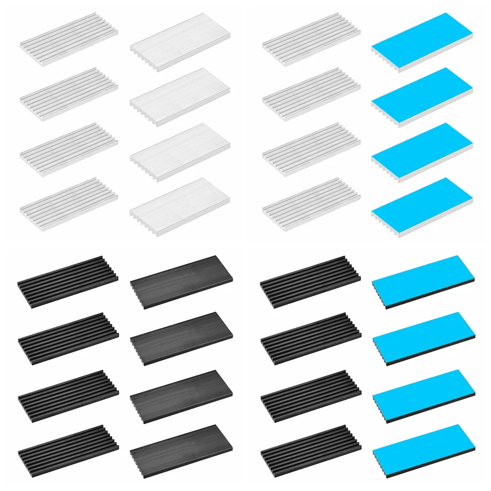 

Алюминиевый Радиатор 50x22x3 мм/1,97x0,87x0,12 "чипсет DIP черный анодированный/серебристый алюминиевый радиатор SSD кулер