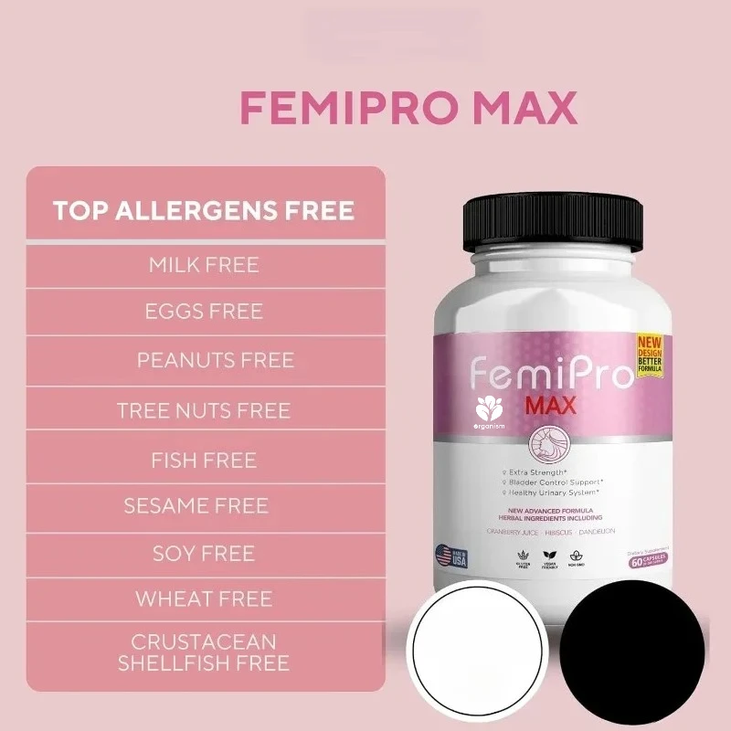 

Female urinary health support supplement, 60 capsules containing natural cranberries, hibiscus, and dandelion