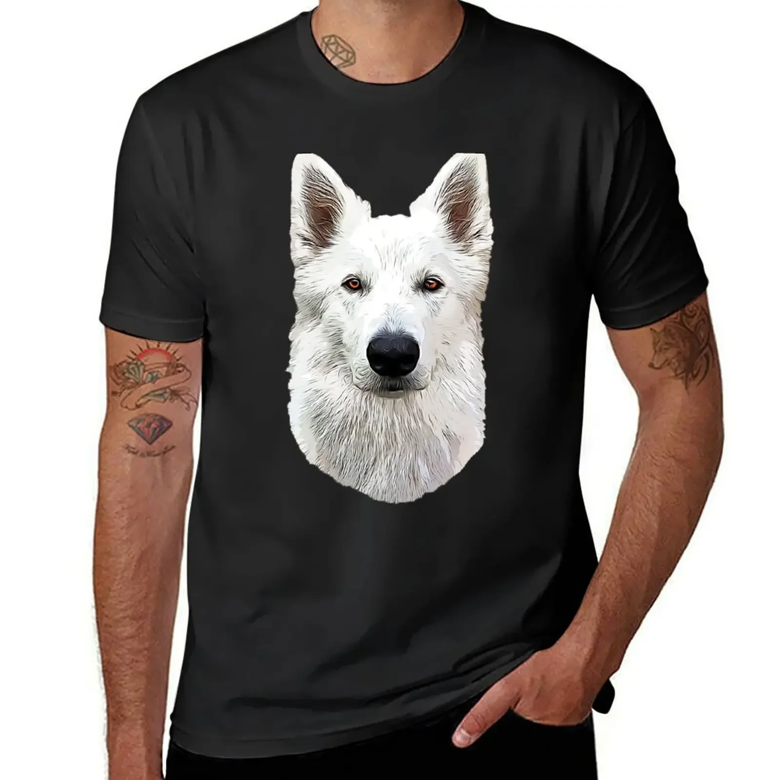 

White Swiss Shepherd Dog T-Shirt new edition vintage graphic tee customizeds mens workout shirts