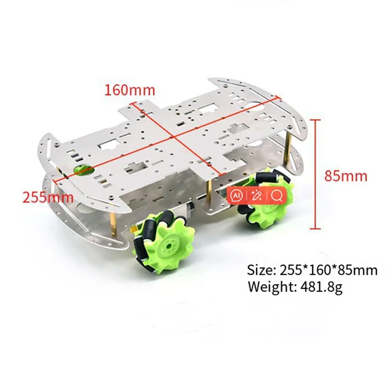 Abde-para diy keyestudio 4wd alumínio mecanum robô carro placa inferior de duas camadas para arduino robô peças de chassi duplo