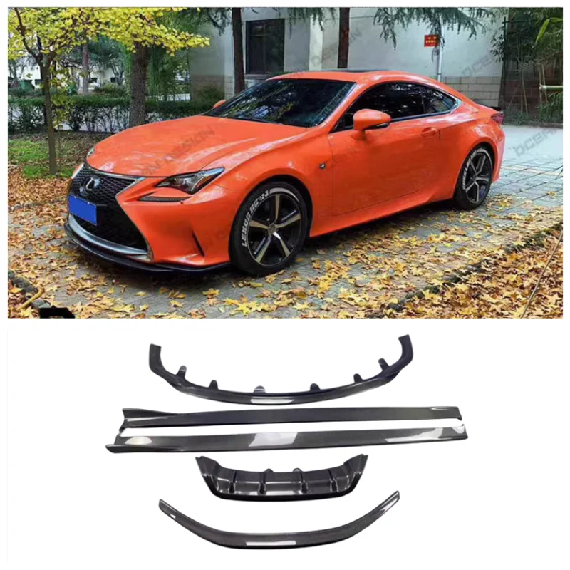 

Высококачественный бампер из углеродного волокна для Lexus RC RC200 RC300 2014-2021, передняя губа, задний диффузор, спойлер, боковая юбка, комплект кузова