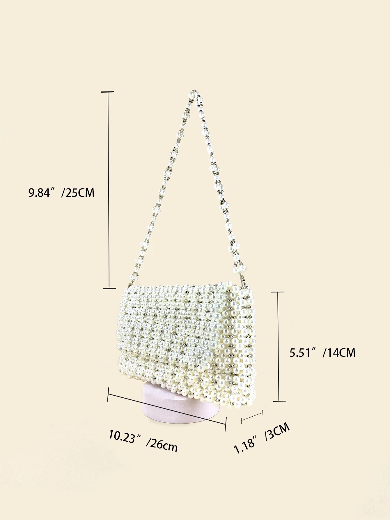 Small and fashionable high-end texture elegant French pearl rhinestone woven beaded hand-held one shoulder banquet bag