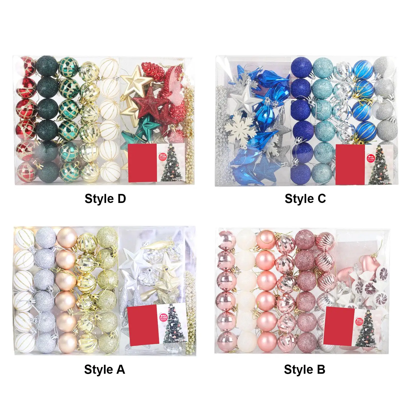 53Pcs Christmas Ball Ornaments Decorative Xmas Balls Baubles, Christmas Tree Hanging Decorations for Home Wreath Indoor Party