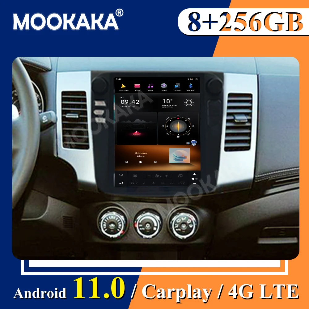 8+256G GPS Navi For Mitsubishi Outlander 2006-2012 Android11 Car Multimedia Player Radio 4G Video Stereo Audio Head Unit Carplay