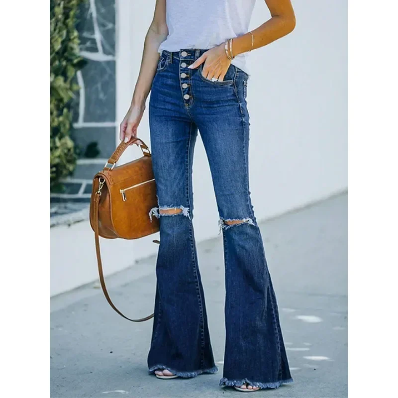 

‌Women's Vintage Bootcut Jeans - Dark Stone Wash Denim (2025)‌