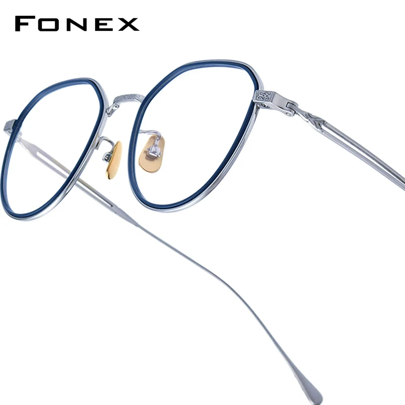 FONEX Titanium Glasses Frame Women New Trendy Brand Designer Retro Round Eyeglasses Men Vintage Japanese Ultralight Eyewear E079