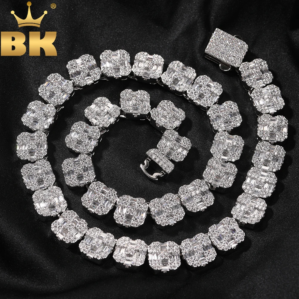 

THE BLING KING 12mm Baguettecz Cross Necklace Micro Paved Out Cubic Zirconia Link Chain Best Gift For Women Girl Hiphop Jewelry