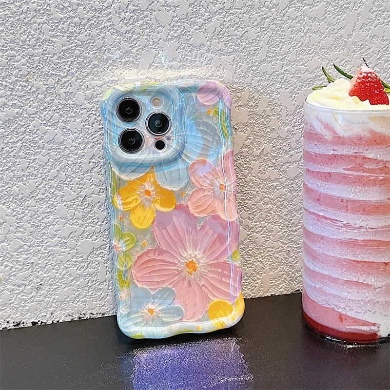 Luxury Fashion Flowers Laser Glitter Phone Case For iPhone 16 Pro Max 15 14 13 12 11 Plus Soft Shockproof Lens protection Cover