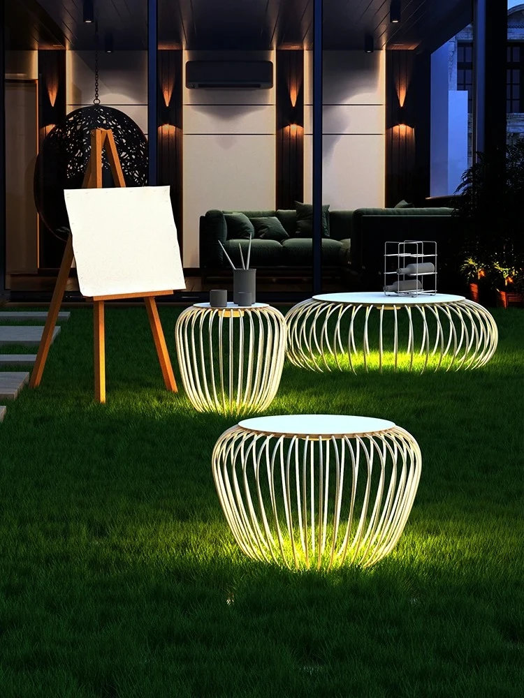 Nordic Outdoor Waterproof Floor Lights Solar Lawn Villa Grass Lamp Creative Outdoor Cage Birdcage IP65 Floor Lamp