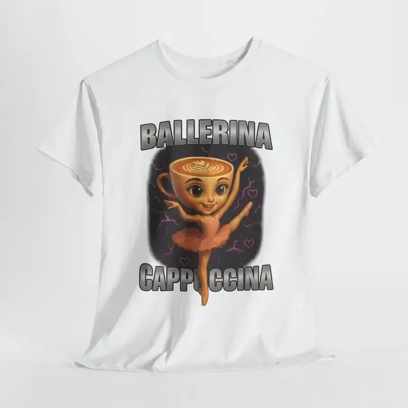 Cute Coffee Ballerina T Shirt Kawaii Cappuccino Vintage Cartoon Funny Lover Bartender Dance