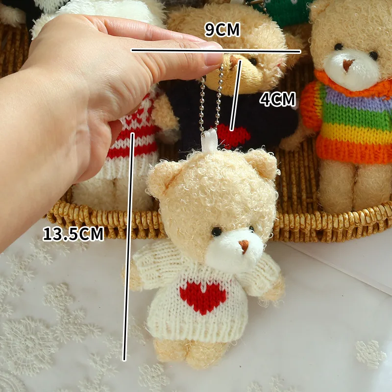 Netter Bär Plüschtier Schlüsselanhänger Pullover Winziger Bär Puppe Anhänger Tier Stofftier für Mädchen Rucksack Zubehör Kinder kleines Geschenk