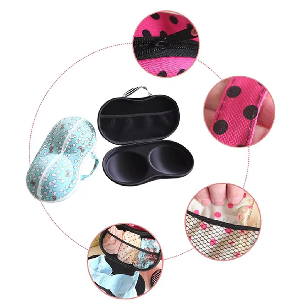 Hard Shell Bra Storage Box Portable Travel Lingerie Organizer Anti-deformation EVA Underwear Bag with Zipper and Handle image 4