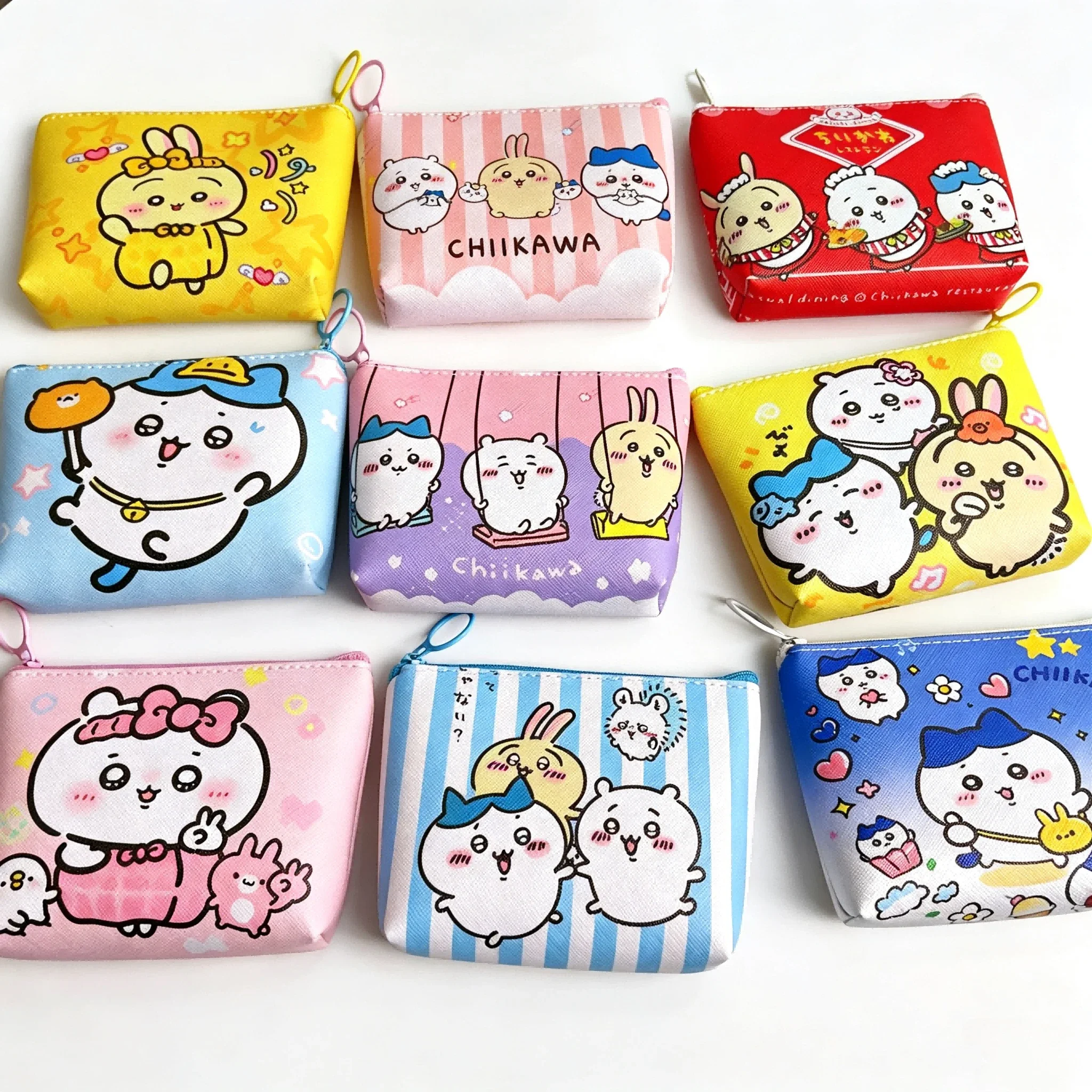Monedero Kawaii Chiikawa, monedero pequeño de cuero sintético con diseño de anime y dibujos animados, con cremallera, para guardar auriculares, ideal como regalo de cumpleaños para niñas.